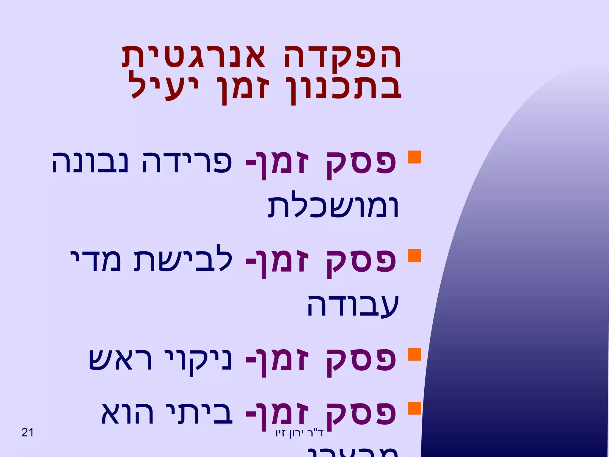 הפקדה אנרגטית  בתכנון זמן יעיל פסק זמן -   פרידה נבונה ומושכלת פסק זמן -   לבישת מדי  עבודה פסק זמן -   ניקוי ראש פסק זמן -   ביתי הוא מבצרי 