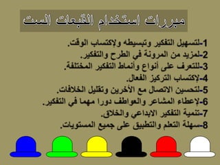 آلية عمل القبعات الست في التفكير.