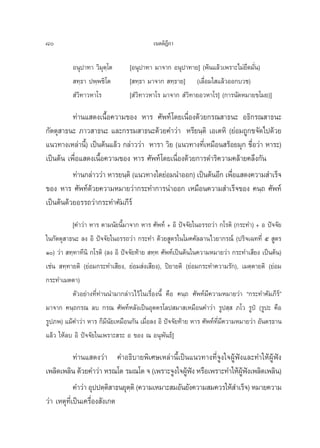 80                                        ‡πμμ‘Æ°“
                                                ’

          Õπÿª“∑“ «‘¡ÿμ⁄‚μ       [Õπÿª“∑“ ¡“®“° Õπÿª“∑“¬] (æâπ·≈â«‡æ√“–‰¡à¬÷¥¡—Ëπ)
           ∑⁄∏“ ªæ⁄æ™‘‚μ         [ ∑⁄∏“ ¡“®“°  ∑⁄∏“¬] (‡≈◊ËÕ¡„ ·≈â«ÕÕ°∫«™)
           Ì«‘∑“«À“‚√            [ Ì«‘∑“«À“‚√ ¡“®“°  Ì«‘∑“¬Õ«À“‚√] (°“√π—¥À¡“¬¢‚¡¬)]

          ∑à“π· ¥ß‡π◊ÈÕ§«“¡¢Õß À“√ »—æ∑å ‚¥¬‡π◊ËÕß¥â«¬°√≥ “∏π– Õ∏‘°√≥ “∏π–
°—μμÿ “∏π– ¿“« “∏π– ·≈–°√√¡ “∏π–¥â«¬§”«à“ À√’¬π⁄μ‘ ‡Õ‡μÀ‘ (¬àÕ¡∂Ÿ°¢®—¥‰ª¥â«¬
·π«∑“ß‡À≈à“π’È) ‡ªìπμâπ·≈â« °≈à“««à“ À“√“ «‘¬ (·π«∑“ß∑’Ë‡À¡◊Õπ √âÕ¬¡ÿ° ™◊ËÕ«à“ À“√–)
‡ªìπμâπ ‡æ◊ËÕ· ¥ß‡π◊ÈÕ§«“¡¢Õß À“√ »—æ∑å‚¥¬‡π◊ËÕß¥â«¬°“√¥”√‘§«“¡§≈â“¬§≈÷ß°—π
          ∑à“π°≈à“««à“ À“√¬π⁄μ‘ (·π«∑“ß„¥¬àÕ¡π”ÕÕ°) ‡ªìπμâπÕ’° ‡æ◊Õ· ¥ß§«“¡ ”‡√Á®
                                                                  Ë
¢Õß À“√ »—æ∑å¥â«¬§«“¡À¡“¬«à“°√–∑”°“√π”ÕÕ° ‡À¡◊Õπ§«“¡ ”‡√Á®¢Õß §π⁄∂ »—æ∑å
‡ªìπμâπ¥â«¬Õ√√∂«à“°√–∑”§—¡¿’√å
          [§”«à“ À“√ μ“¡π—¬π’È¡“®“° À“√ »—æ∑å + Õ‘ ªí®®—¬„πÕ√√∂«à“ °‚√μ‘ (°√–∑”) + Õ ªí®®—¬
„π°—μμÿ “∏π– ≈ß Õ‘ ªí®®—¬„πÕ√√∂«à“ °√–∑” ¥â«¬ Ÿμ√„π‚¡§§—≈≈“π‰«¬“°√≥å‹ (ª√‘®‡©∑∑’Ë ‹ı  Ÿμ√
Ò) «à“  ∑⁄∑“∑’π‘ °‚√μ‘ (≈ß Õ‘ ªí®®—¬∑â“¬  ∑⁄∑ »—æ∑å‡ªìπμâπ„π§«“¡À¡“¬«à“ °√–∑”‡ ’¬ß ‡ªìπμâπ)
‡™àπ  ∑⁄∑“¬μ‘ (¬àÕ¡°√–∑”‡ ’¬ß, ¬àÕ¡ àß‡ ’¬ß), ªî¬“¬μ‘ (¬àÕ¡°√–∑”§«“¡√—°), ‡¡μ⁄μ“¬μ‘ (¬àÕ¡
°√–∑”‡¡μμ“)
          μ—«Õ¬à“ß∑’Ë∑à“ππ”¡“°≈à“«‰«â „π‡√◊ËÕßπ’È §◊Õ §π⁄∂ »—æ∑å¡’§«“¡À¡“¬«à“ ç°√–∑”§—¡¿’√åé
¡“®“° §π⁄∂°√≥ ≈∫ °√≥ »—æ∑åÀ≈—ß‡ªìπÕÿμμ√‚≈ª ¡“ ‡À¡◊Õπ§”«à“ √Ÿª ⁄  ¿‚« √Ÿªè (√Ÿª– §◊Õ
√Ÿª¿æ) ·¡â§”«à“ À“√ °Á¡’π—¬‡À¡◊Õπ°—π ‡¡◊ËÕ≈ß Õ‘ ªí®®—¬∑â“¬ À“√ »—æ∑å∑’Ë¡’§«“¡À¡“¬«à“ Õ—πμ√∏“π
·≈â« „Àâ≈∫ Õ‘ ªí®®—¬„π‡æ√“– √– Õ ¢Õß ≥ Õπÿæ—π∏å]

            ∑à“π· ¥ß«à“ §”Õ∏‘∫“¬æ‘‡»…‡À≈à“π’È‡ªìπ·π«∑“ß∑’Ë®Ÿß„®ºŸâøíß·≈–∑”„ÀâºŸâøíß
‡æ≈‘¥‡æ≈‘π ¥â«¬§”«à“ À√≥‚μ √¡≥‚μ ® (‡æ√“–®Ÿß„®ºŸøß À√◊Õ‡æ√“–∑”„Àâºøß‡æ≈‘¥‡æ≈‘π)
                                                  â í                Ÿâ í
            §”«à“ Õÿªªμ⁄μ “∏π¬ÿμμ‘ (§«“¡‡À¡“– ¡Õ—π¬—ß§«“¡ ¡§«√„Àâ ”‡√Á®) À¡“¬§«“¡
                          ‘     ⁄
«à“ ‡Àμÿ∑’Ë‡ªìπ‡§√◊ËÕß —ß‡°μ
 