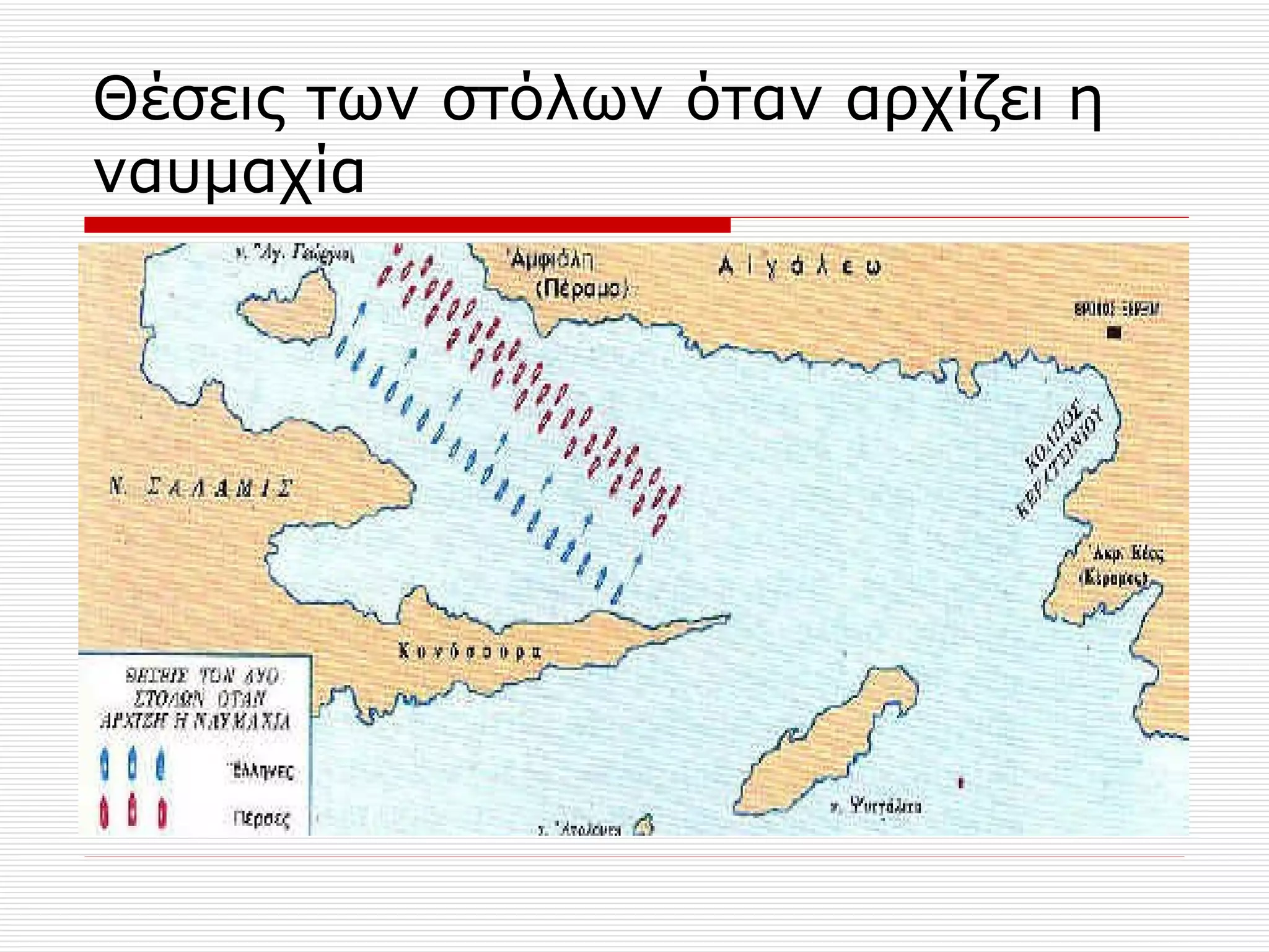 Θέσεις των στόλων όταν αρχίζει η ναυμαχία 