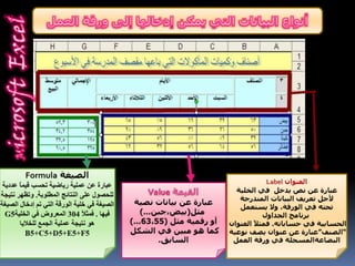 فاصل ونواصل Microsoft  Excel