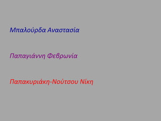 Μπαλούρδα ΑναστασίαΠαπαγιάννη ΦεβρωνίαΠαπακυριάκη-Νούτσου Νίκη