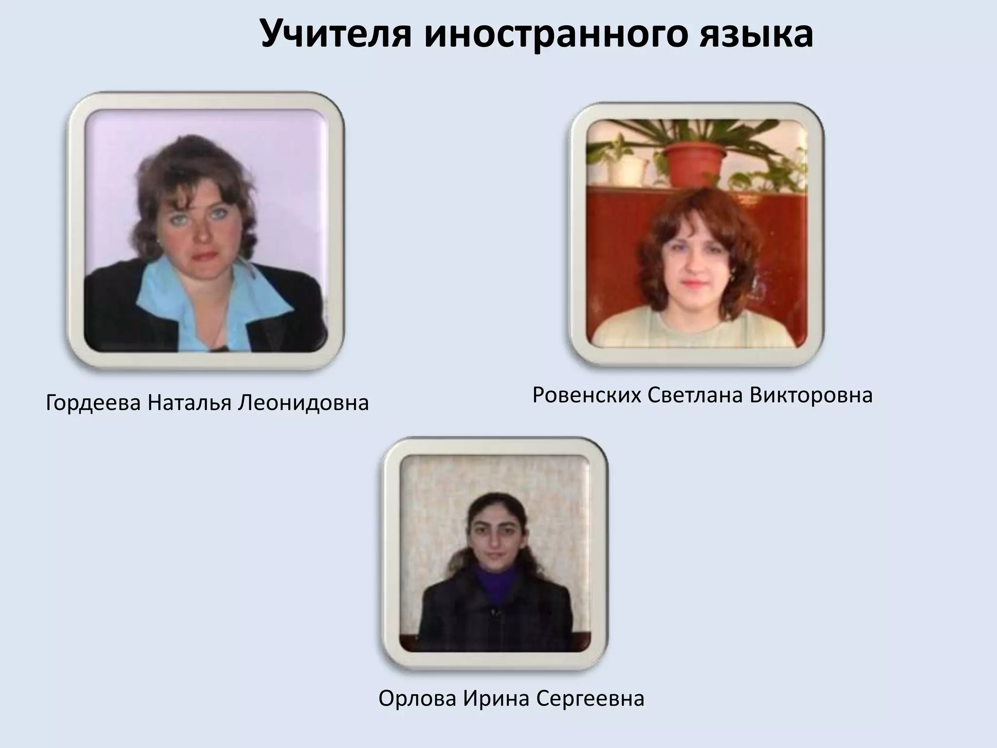 Учителя иностранного языкаРовенских Светлана ВикторовнаГордеева Наталья ЛеонидовнаОрлова Ирина Сергеевна
