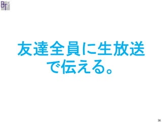 友達全員に生放送
  で伝える。


           36
 