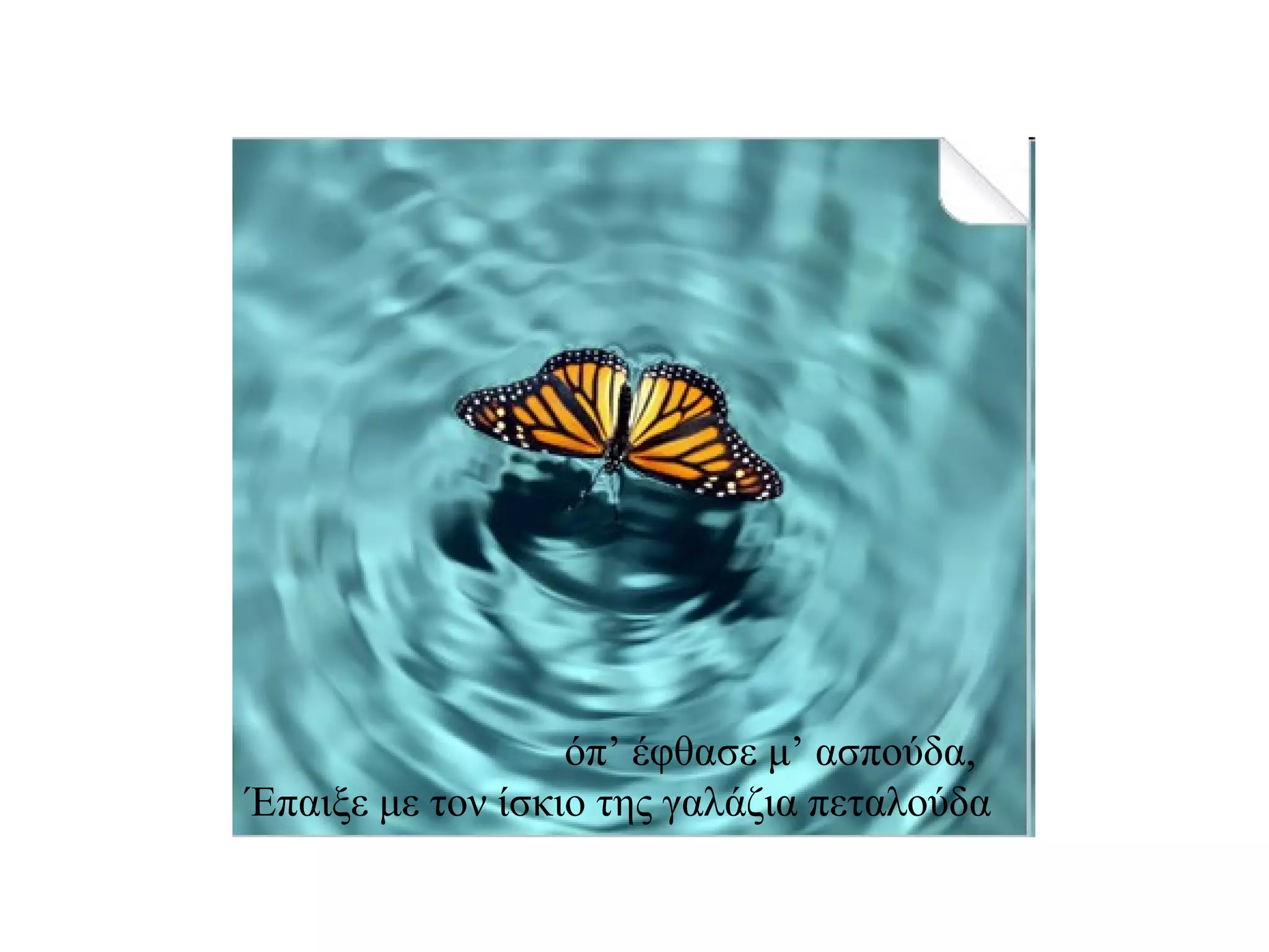 όπ’ έφθασε μ’ ασπούδα, Έπαιξε με τον ίσκιο της γαλάζια πεταλούδα 