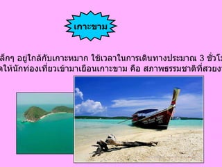 เกาะขาม  เป็น เกาะเล็กๆ อยู่ใกล้กับเกาะหมาก ใช้เวลาในการเดินทางประมาณ  3  ชั่วโมง สิ่งที่ดึงดูดให้นักท่องเที่ยวเข้ามาเยือนเกาะขาม คือ สภาพธรรมชาติที่สวยงาม  เกาะขาม 