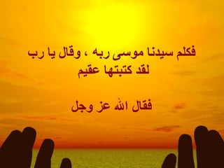 فكلم سيدنا موسى ربه ، وقال يا رب لقد كتبتها عقيم  فقال الله عز وجل 