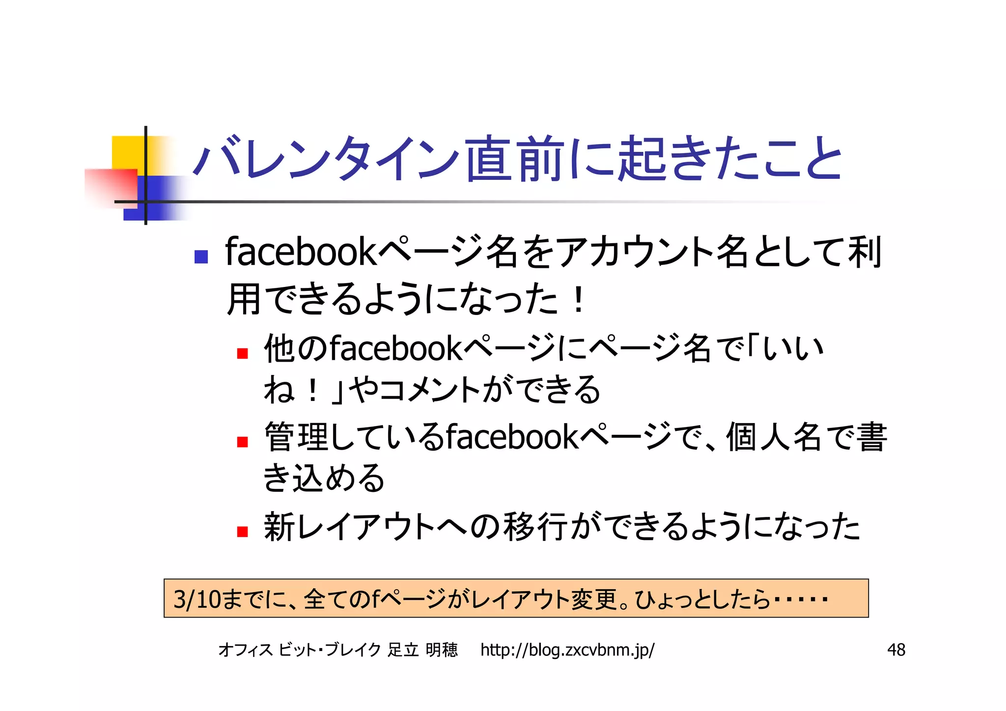 facebook

            facebook

                  facebook



3/10          f
                       http://blog.zxcvbnm.jp/   48
 