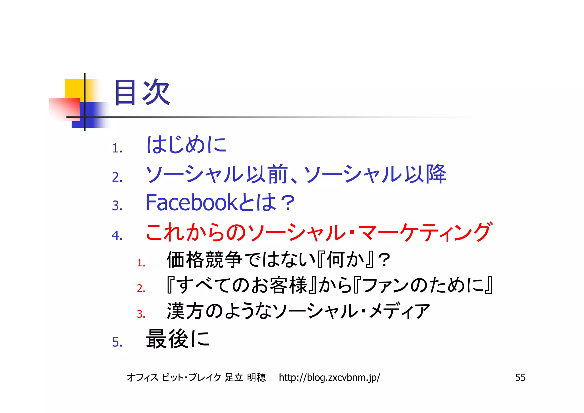 1.

2.

3.    Facebook
4.
     1.

     2.

     3.

5.

                 http://blog.zxcvbnm.jp/   55
 