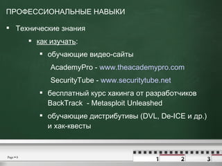 <ul><li>ПРОФЕССИОНАЛЬНЫЕ НАВЫКИ </li></ul><ul><li>Технические знания </li></ul><ul><ul><ul><li>как изучать :  </li></ul></...