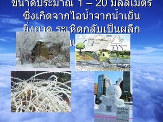 หิมะ  (Snow)   เป็นผลึกน้ำแข็งขนาดประมาณ  1 – 20  มิลลิเมตร ซึ่งเกิดจากไอน้ำจากน้ำเย็นยิ่งยวด ระเหิดกลับเป็นผลึกน้ำแข็ง แล้วตกลงมา  
