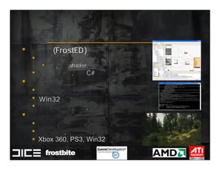 º®ËªÒýÇæ¸ÅÄî




±à¼-Æ÷(FrostED)




                                                        ´½¨×ÊÔ




                                                                                                                                            ¹Ø¿¨,Ä£ÐÍ,shader,ÎïÌå




                                                                        ÍêÈ«¸öÐÔ»¯,»ùÓÚC#




              ÇþµÀ




                                                                                              ×ª»¸÷ÖñÊ½µÄÔ´




                                                                                            Win32¶ÀÕ¼




                                                                                                              ºÜÉÙµÄÔØÈëÊ±¼ä,ºÜ´óµÄÁé»îÐÔ




                     ÓÃÍ¾




                                                                 ÓÎÏ·




                            ÓÎÏ·ÌåÑé,×¨ÒµÄ£â,¼´Ê±äÖÈ¾




                                                                        Xbox 360, PS3, Win32
 