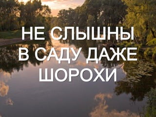 НЕ СЛЫШНЫ
В САДУ ДАЖЕ
  ШОРОХИ
 