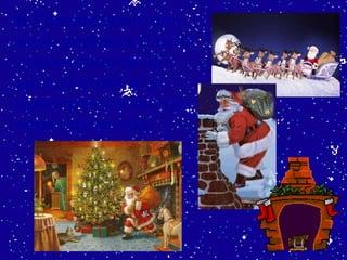 В Рождественскую ночь упряжка Санты приземляется на крышу дома и он пробирается внутрь через дымоход. 