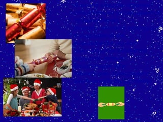 А возле каждой тарелки обязательно укладывается традиционная рождественская хлопушка. Когда хлопушки взрываются, из них высыпаются конфетти, игрушки, всякие безделушки или небольшие записочки с какими-нибудь шутками. . 