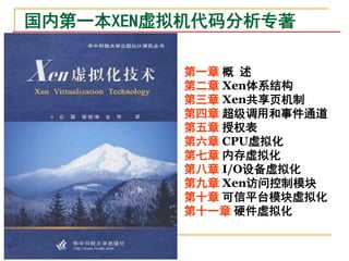 国内第一本XEN虚拟机代码分析专著

          第一章 概 述
          第二章 Xen体系结构
          第三章 Xen共享页机制
          第四章 超级调用和事件通道
          第五章 授权表
          第六章 CPU虚拟化
          第七章 内存虚拟化
          第八章 I/O设备虚拟化
          第九章 Xen访问控制模块
          第十章 可信平台模块虚拟化
          第十一章 硬件虚拟化
 