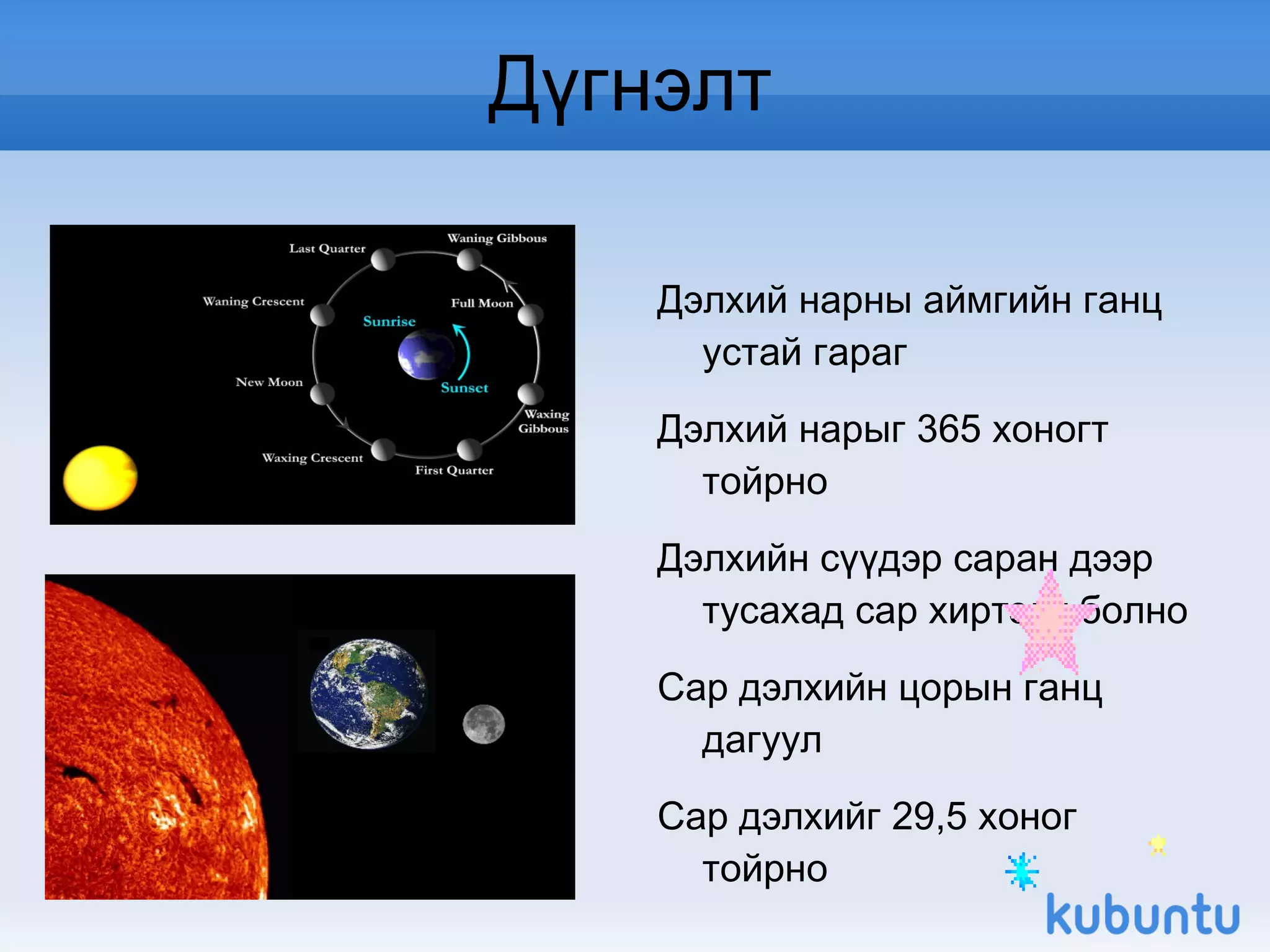 Дүгнэлт Дэлхий нарны аймгийн ганц устай гараг 