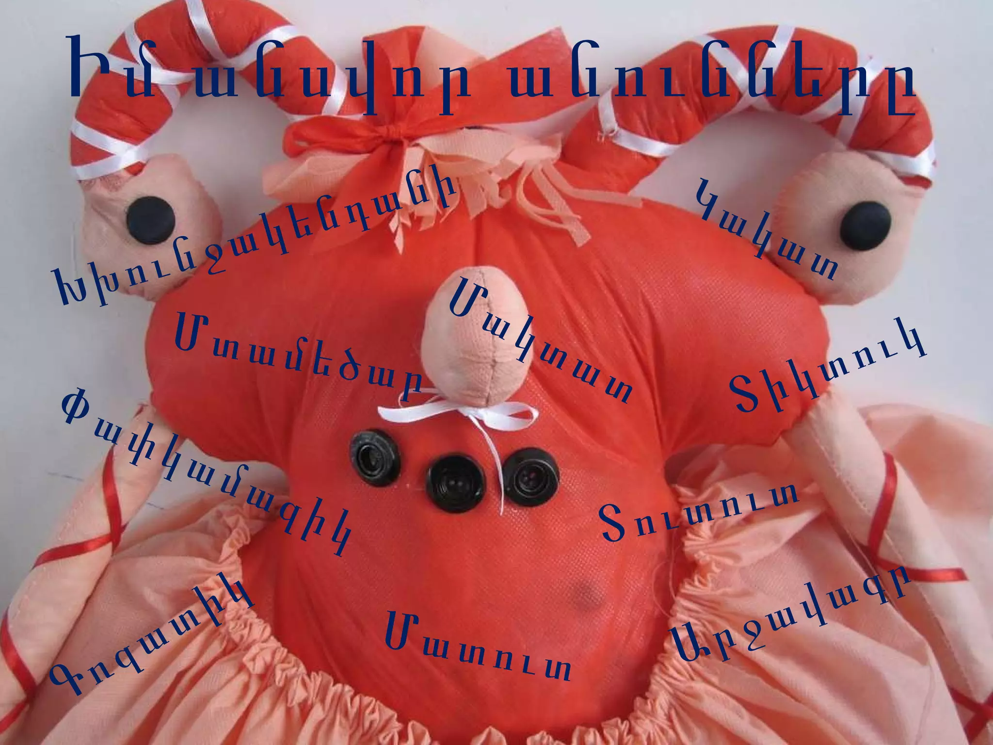 Իմ անսվոր անունները Խխունջակենդանի Մակտատ Կակատ Փափկամազիկ Արջավագր Գռզատիկ Մատուտ Տուտուտ Մտամեծար Տիկտուկ 