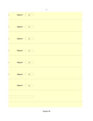 1


d. Маш сайн   Хариулт   a




d. Маш сайн   Хариулт   a




d. Маш сайн   Хариулт   a




d. Маш сайн   Хариулт   a




d. Маш сайн   Хариулт   a




d. Маш сайн   Хариулт   a




              Хариулт   a




                            Хуудас 36
 