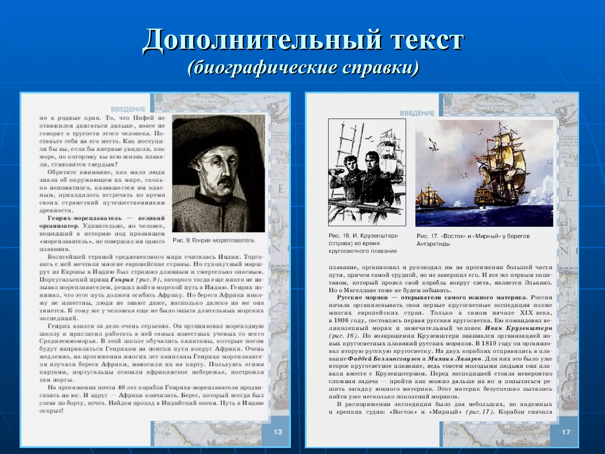 Дополнительный текст (биографические справки) 