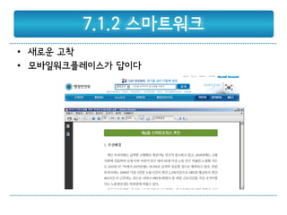 7.1.2 스마트워크
• 새로운 고착
• 모바일워크플레이스가 답이다
 
