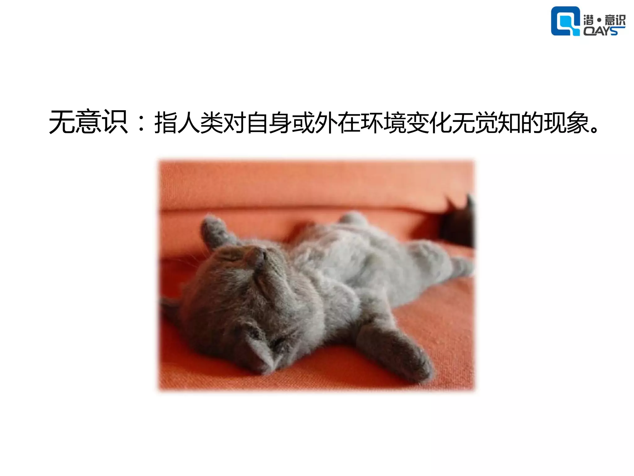 无意识：指人类对自身或外在环境变化无觉知的现象。
 