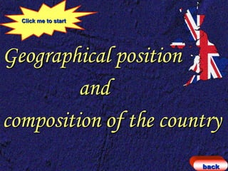 Click me to start




Geographical position
         and
composition of the country
                       back
 