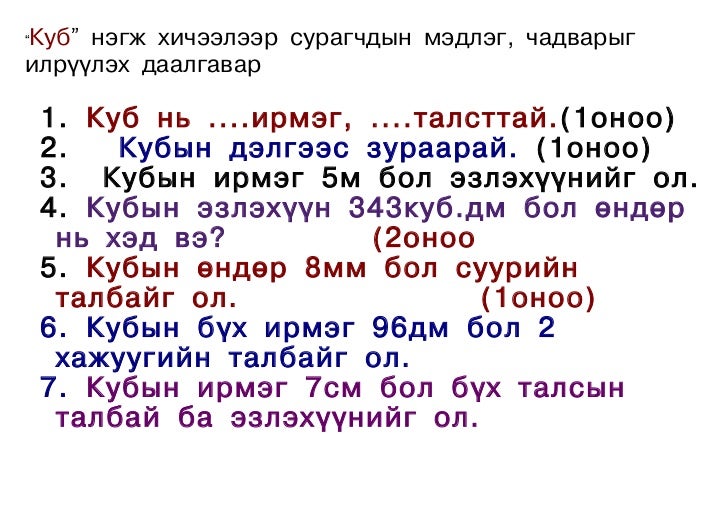 кубын үнэлгээ