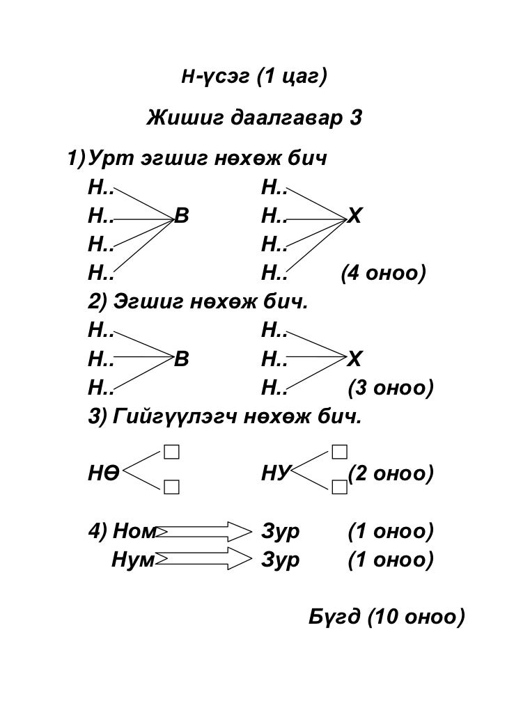 жишиг даалгавар