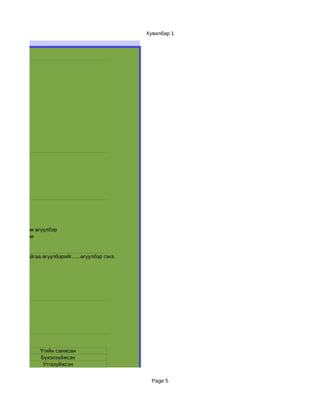 Хувилбар 1




    3 бүр цөм өгүүлбэр
    2 бүр цөм


гүйцэтгэж байгаа өгүүлбэрийг......өгүүлбэр гэнэ.




                Үгийн санжсан
                Бүхэлзүйжсэн
                 Утгазүйжсэн


                                                     Page 5
 