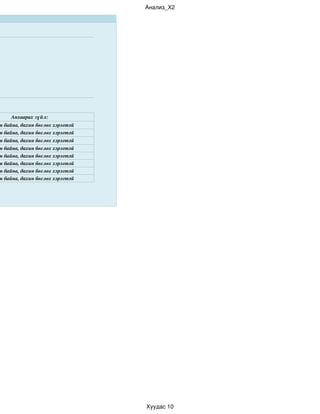 Анализ_Х2




    Анхаарах зүйл:
н байна, дахин бөглөх хэрэгтэй
н байна, дахин бөглөх хэрэгтэй
н байна, дахин бөглөх хэрэгтэй
н байна, дахин бөглөх хэрэгтэй
н байна, дахин бөглөх хэрэгтэй
н байна, дахин бөглөх хэрэгтэй
н байна, дахин бөглөх хэрэгтэй
н байна, дахин бөглөх хэрэгтэй




                                 Хуудас 10
 