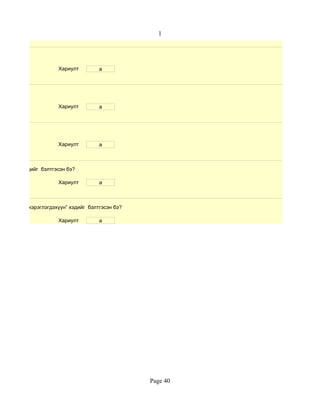 1




                     Хариулт         a




                     Хариулт         a




                     Хариулт         a



хичээл” хэдийг бэлтгэсэн бэ?

                     Хариулт         a



сургалтын хэрэглэгдэхүүн” хэдийг бэлтгэсэн бэ?

                     Хариулт         a




                                                 Page 40
 