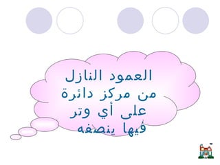 أوتار الدائرة  العمود النازل من مركز دائرة على أي وتر فيها ينصفه  