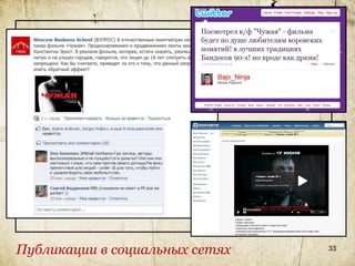 Публикации в социальных сетях   33
 