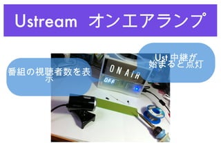 Ustream  オンエアランプ Ust 中継が 始まると点灯 番組の視聴者数を表示 