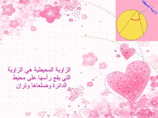 الزاوية المحيطية هي الزاوية التي يقع رأسها على محيط الدائرة وضلعاها وتران .  الزاوية المحيطية  