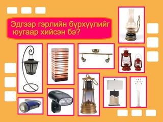 Эдгээр гэрлийн бүрхүүлийг юугаар хийсэн бэ? 