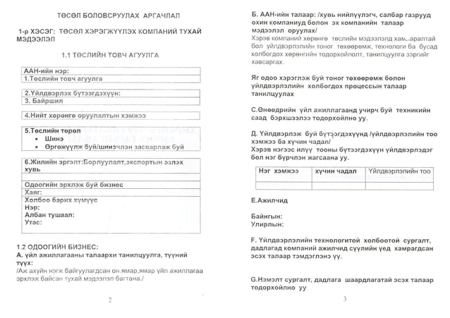 хөрөнгө оруулалтын төслийн загвар