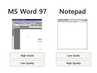 MS Word 97       Notepad




   High Grade      Low Grade


   Low Quality    High Quality
 
