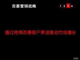 完善营销战略     1 2 3 4




通过持续改善客户承诺推动市场增长




                      47/62
 