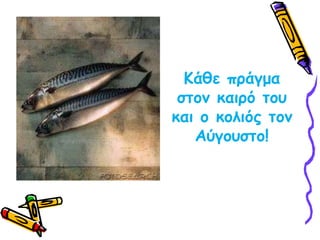 Κάθε πράγμα στον καιρό του και ο κολιός τον Αύγουστο!