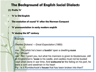 (2) ‘r’ that comes behind a vowelTwo types of pronunciations in ‘r’ in worlds such as ‘car’ or ‘cart’ – [r] or Ø People of high social class have the tendency to omit the sound ‘r’ behind a vowel< The realization  of [r] in words >