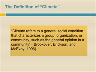 Climate Community Definition Educational Sociology | PPT