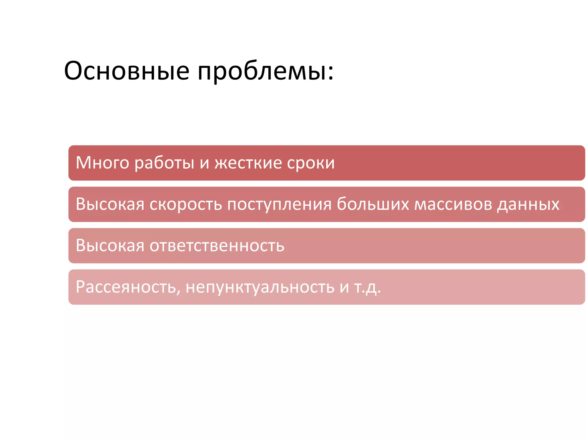 Основные проблемы: