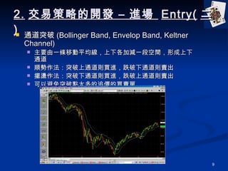 2. ײԵ_l C M  Entry(  ) ͨͻ (Bollinger Band, Envelop Band, Keltner Channel) ҪһlƄƽ¸Ӝpһοgγͨ 현ͻͨtIMͨtu [UͻͨtIMͨtu Աͻc̫׷rIu 