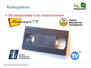 Конкуренты Не оперативно и не технологично Цифровое мобильное телевидение 