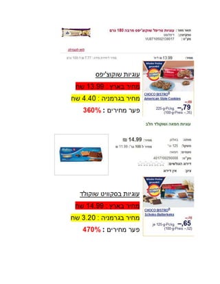 השוואת מחירים מוצרי מזון ישראל  גרמניה