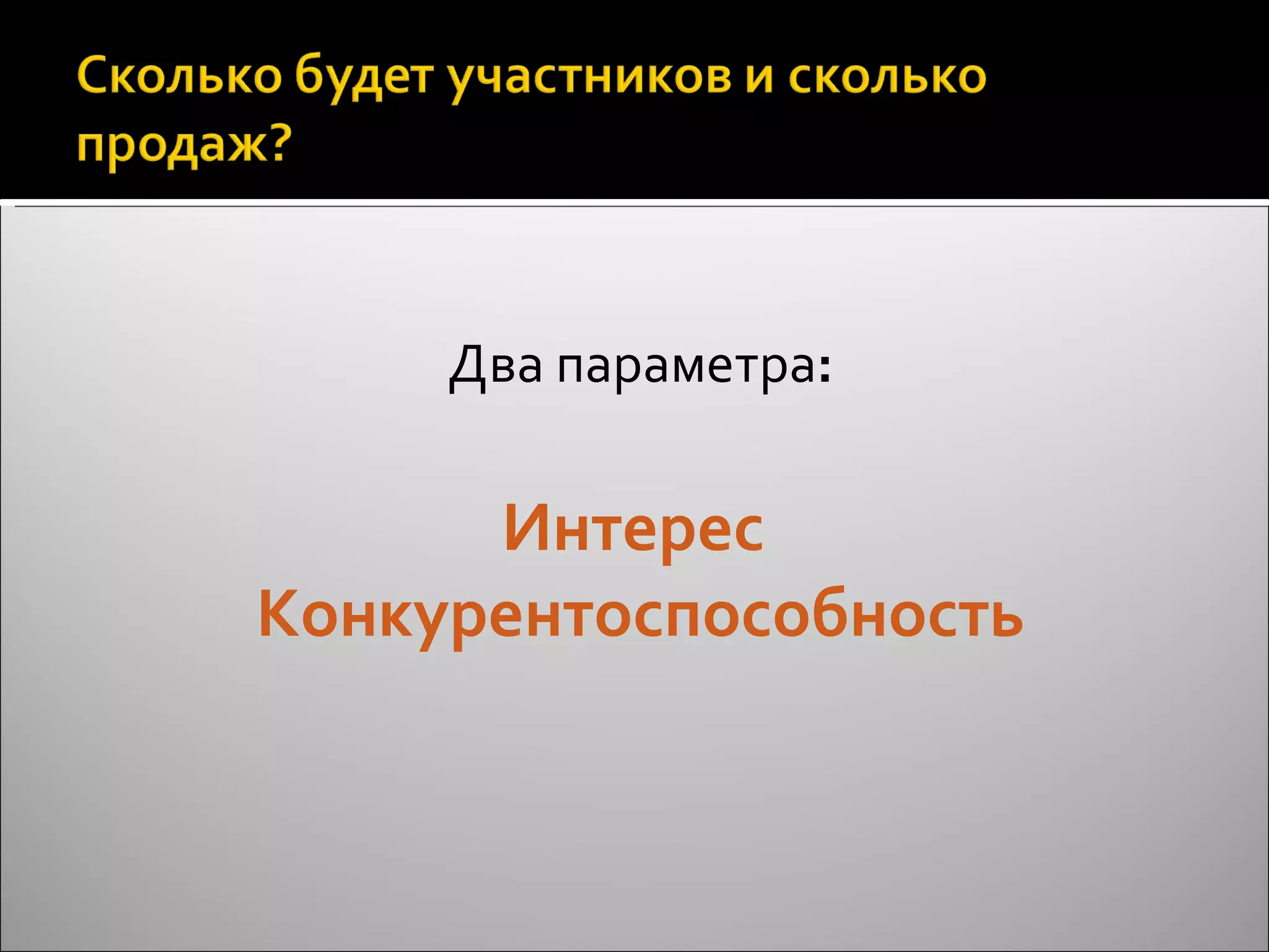 Два параметра : Интерес  Конкурентоспособность 