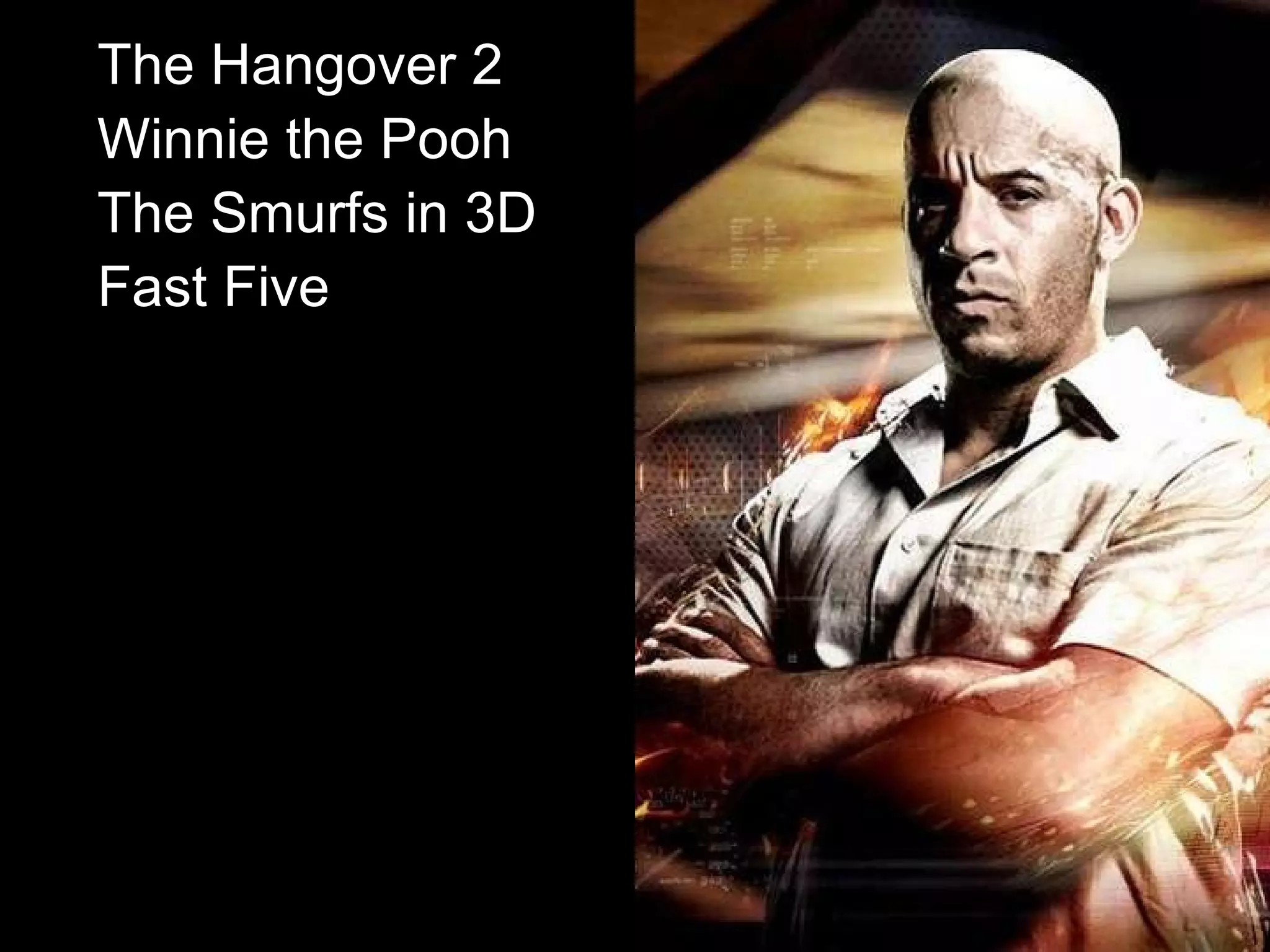 The Hangover 2   Winnie the Pooh   The Smurfs in 3D   Fast Five  