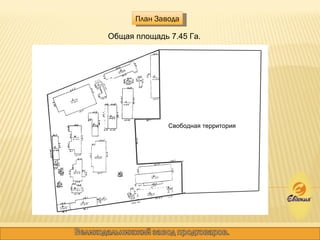 План Завода Свободная территория Общая площадь 7.45 Га. 